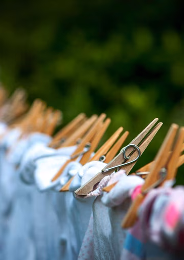 Close up of clothing line