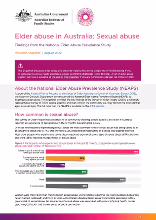 Elder Abuse in Australia: Sexual Abuse. Snapshot report.