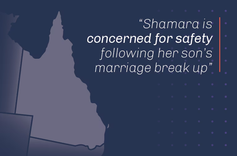 Shamara is concerned for safety following her son’s marriage break up