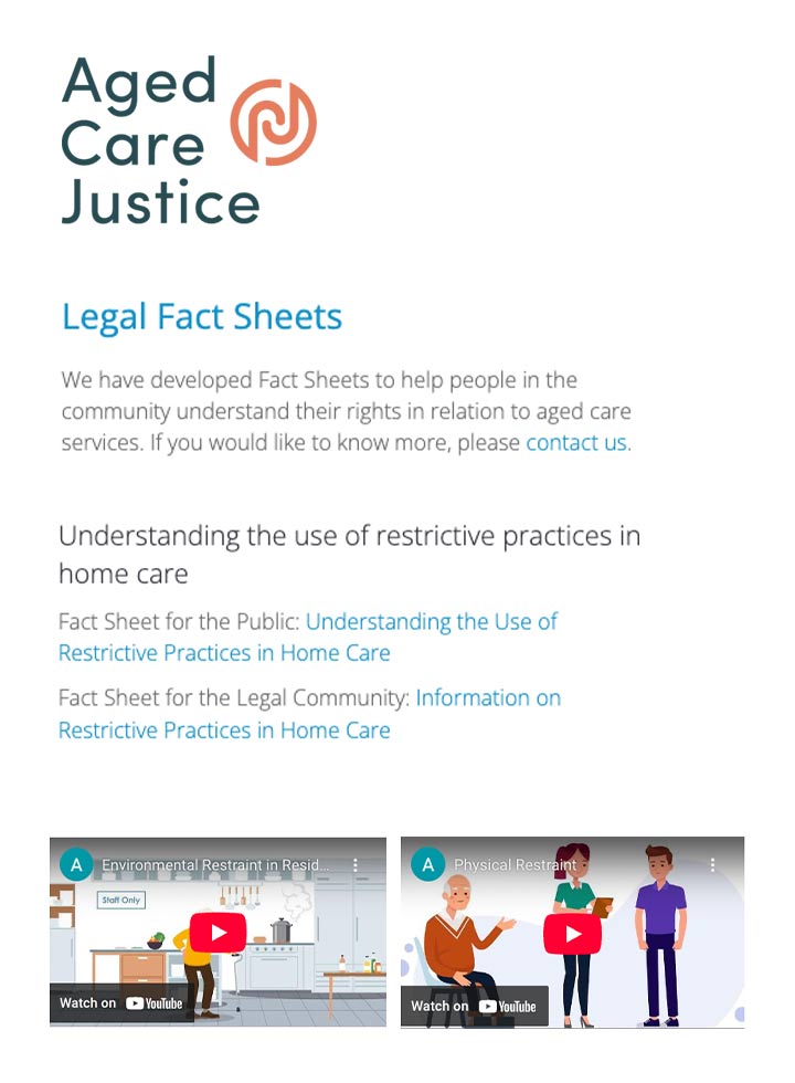 Aged Care Justice fact sheets