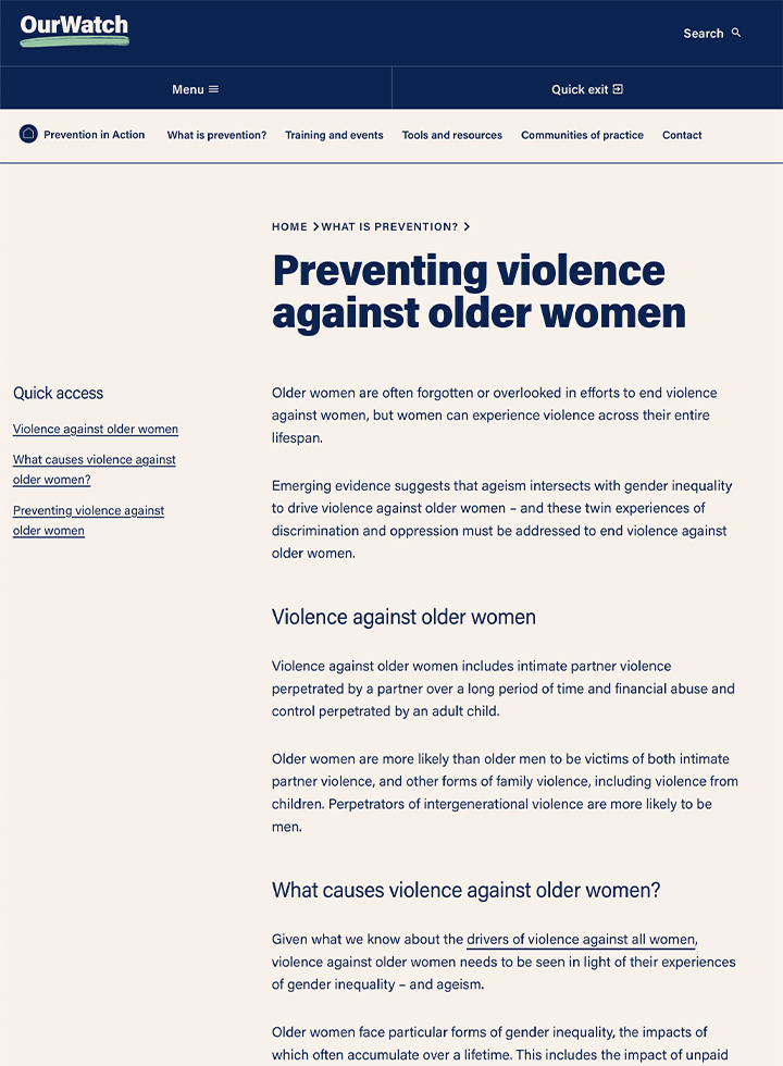 Preventing violence against older women