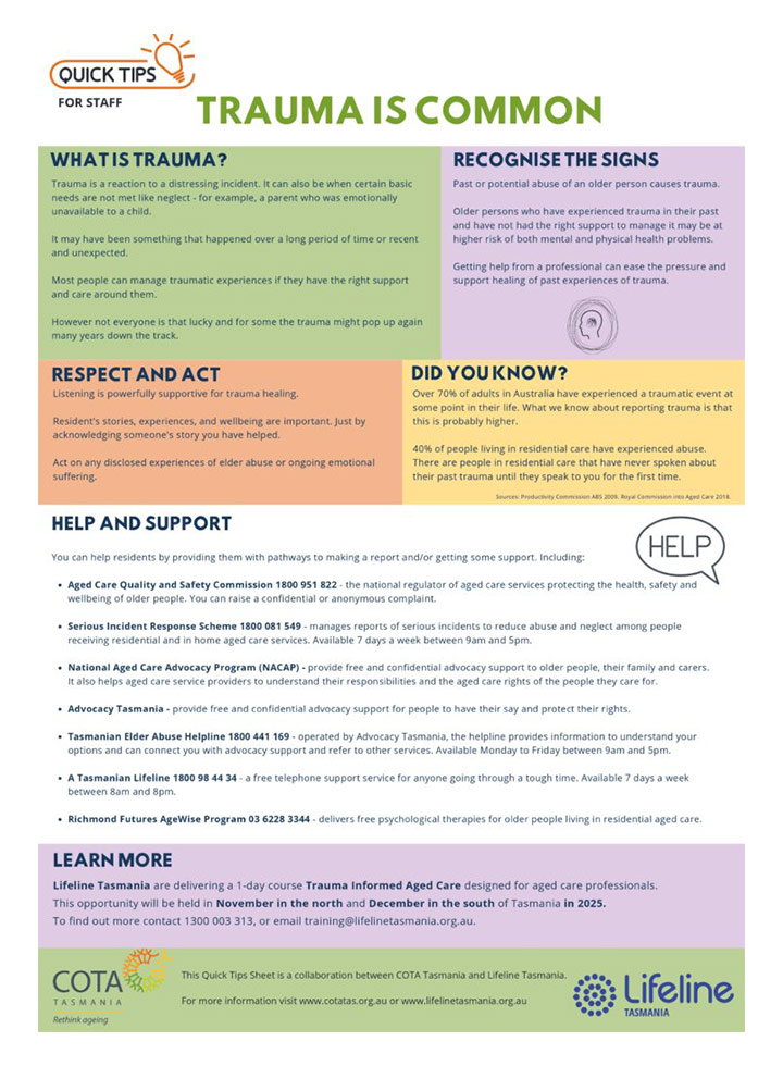 Trauma is common: fact sheet