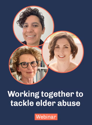 Graphic for working together to tackle elder abuse webinar