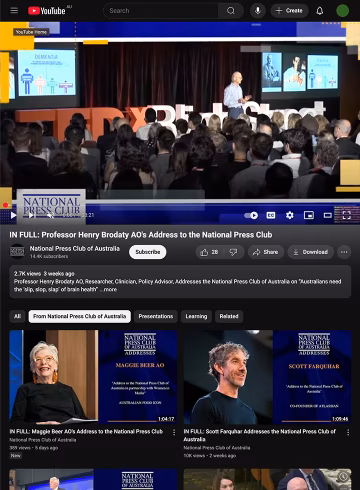 Professor Henry Brodaty Press Club address