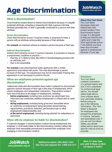 Age discrimination fact sheet