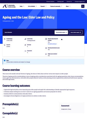 Ageing and the Law: Elder Law and Policy