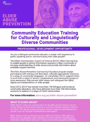 CALD elder abuse educator training