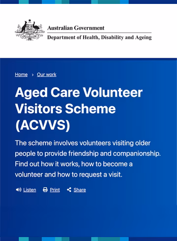 Aged Care Volunteer Visitors Scheme