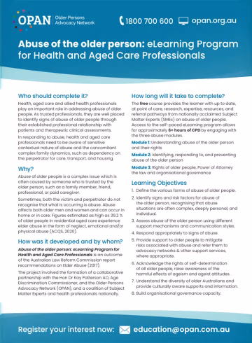 Abuse of the older person: updated eLearning