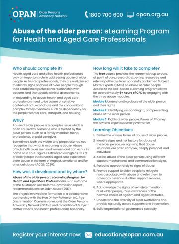 Abuse of the older person: updated eLearning