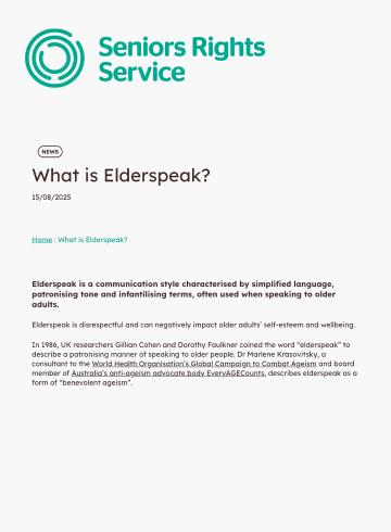 What is Elderspeak?