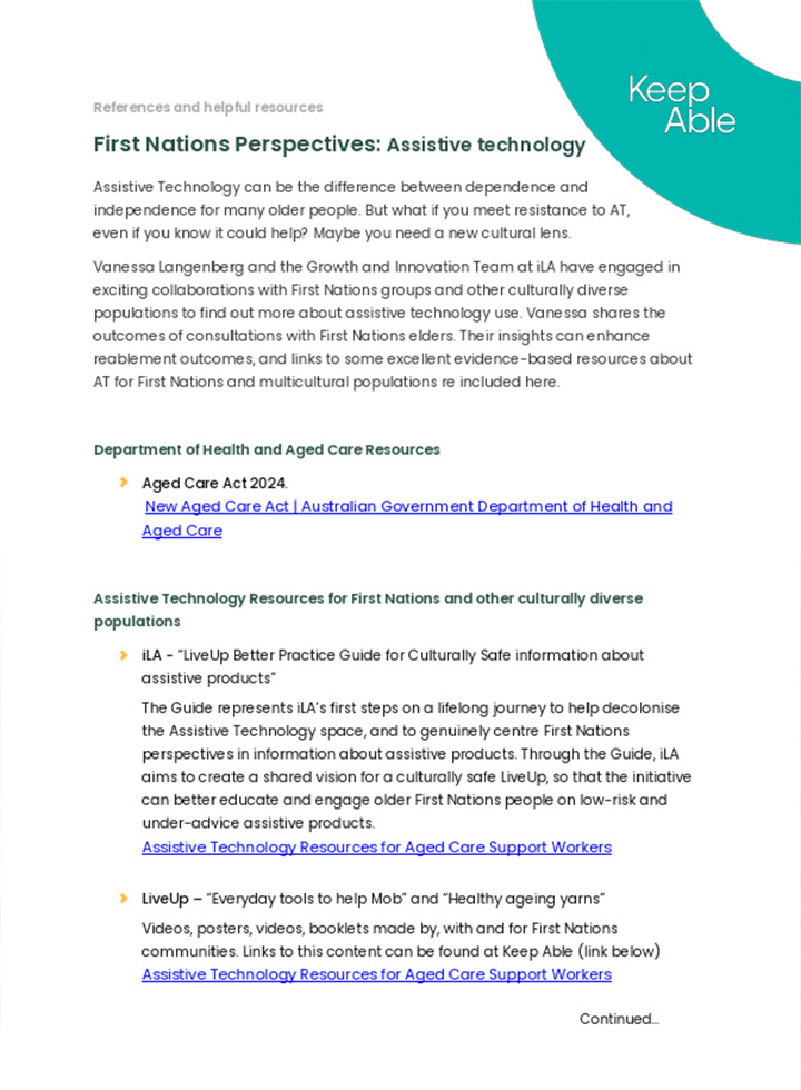 First Nations Perspectives: Assistive technology