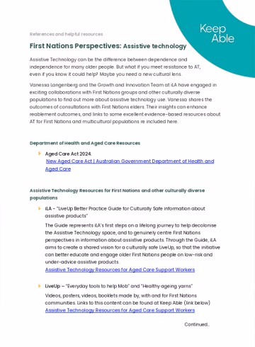 First Nations Perspectives: Assistive technology