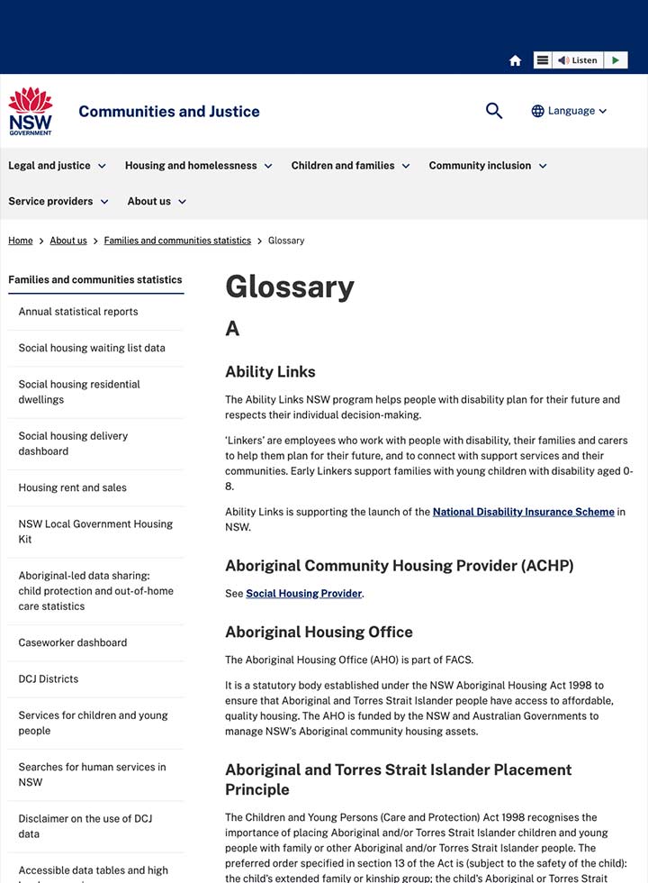 Glossary of victims services terms: NSW Department of Community and Justice