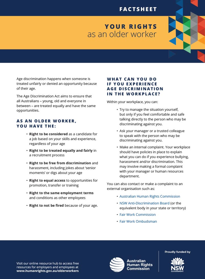 Your Rights as an Older Worker Factsheet