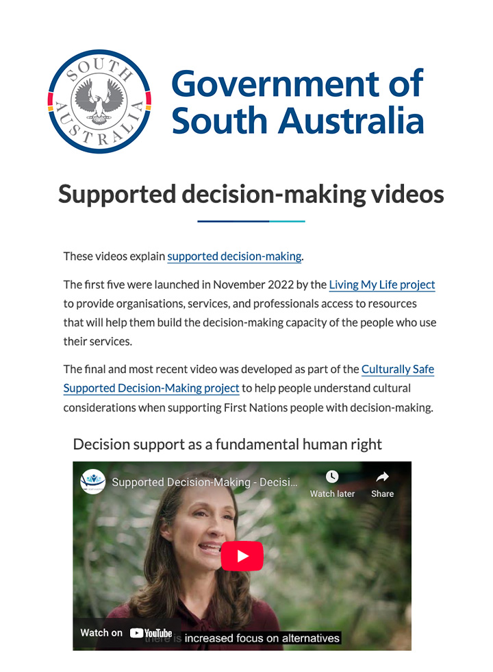 Supported decision-making videos