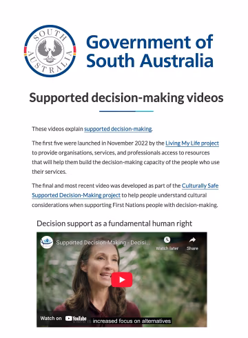 Supported decision-making videos