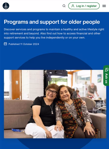 Programs and support for older people
