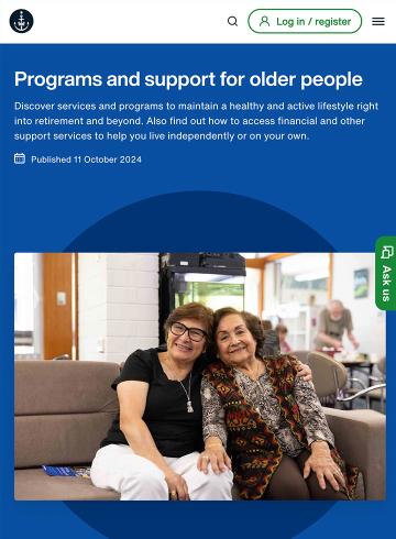 Programs and support for older people