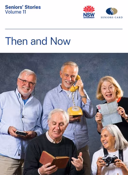 Photo if a group of people holding communication devices from a bygone era