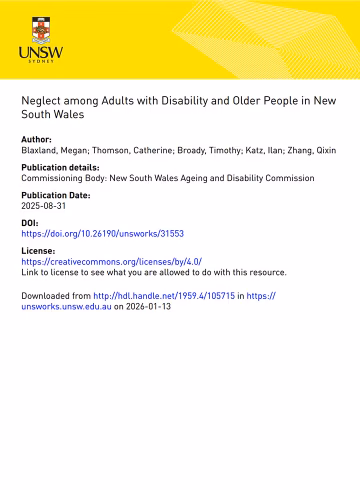 Neglect among Adults with Disability and Older People in NSW