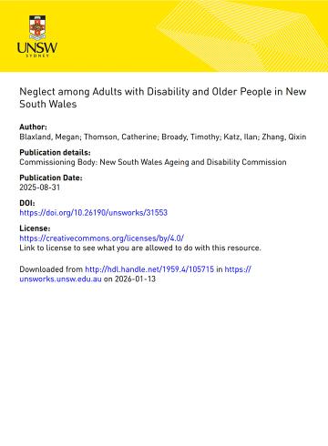 Neglect among Adults with Disability and Older People in NSW