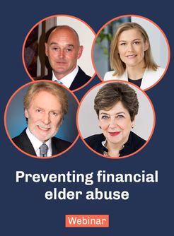 Grafik zum Webinar zum Thema „Prävention von finanziellem Missbrauch älterer Menschen“