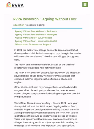 Investigación de la RVRA - Envejecer sin miedo