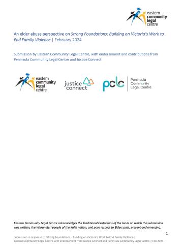 An elder abuse perspective on “Strong Foundations”: Building on Victoria’s Work to End Family Violence