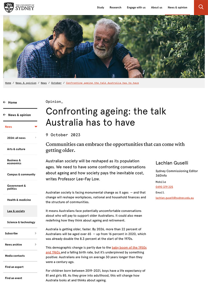 Confronting ageing: the talk Australia has to have