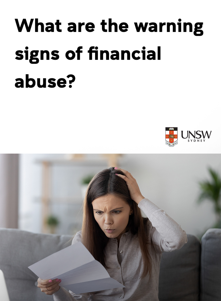 What are the warning signs of financial abuse?