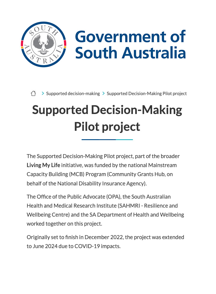 Supported Decision-Making Pilot project