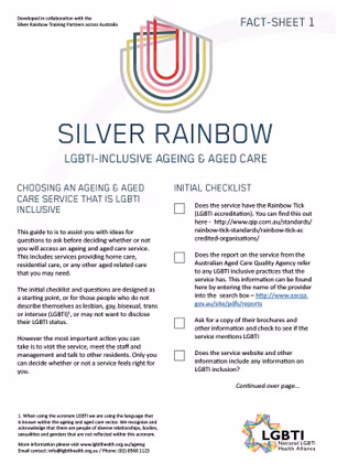 Photo of Silver Rainbow fact sheet and checklist