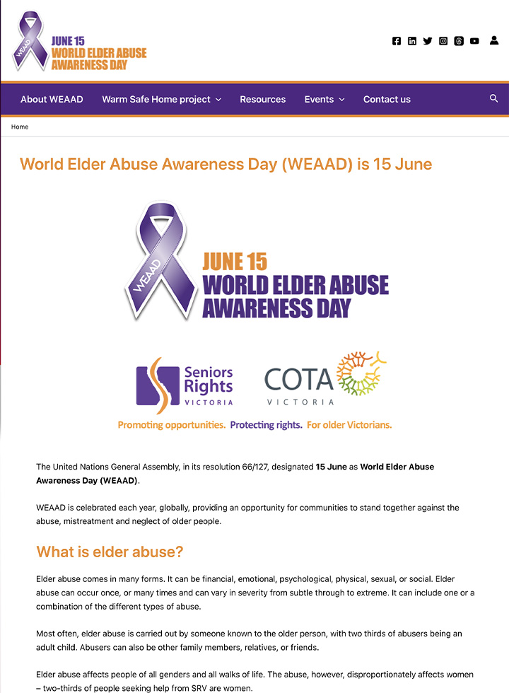 Graphic of WEAAD home page