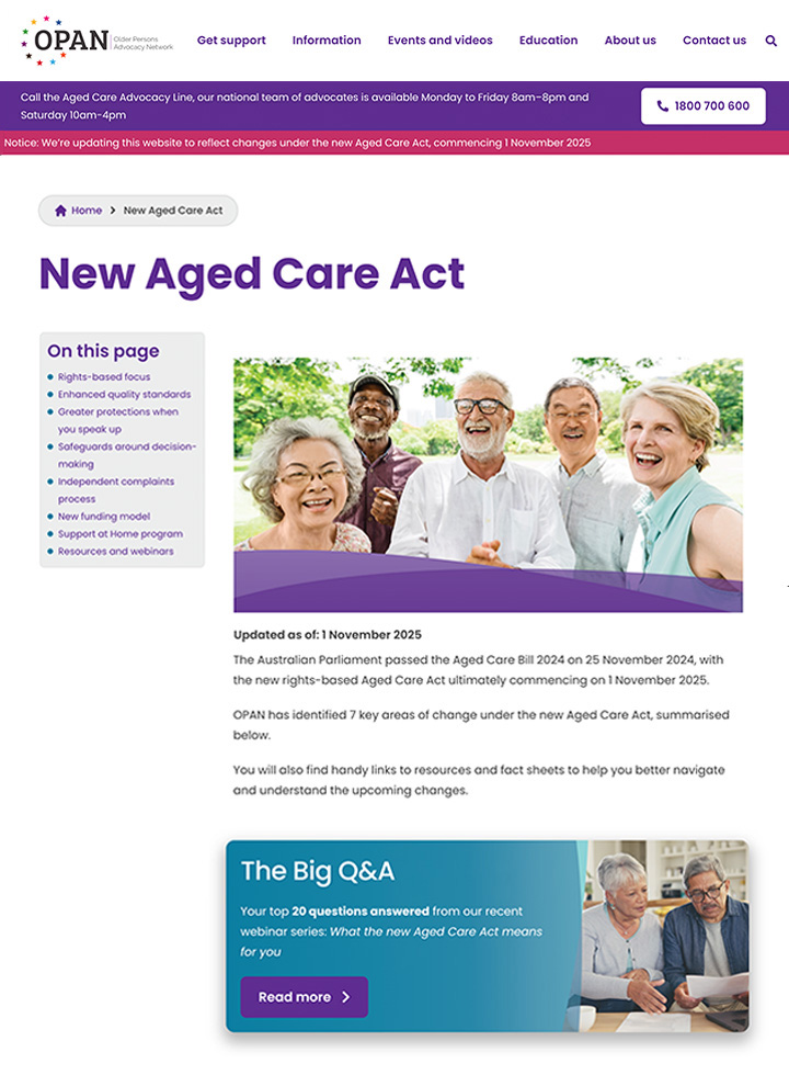 New Aged Care Act