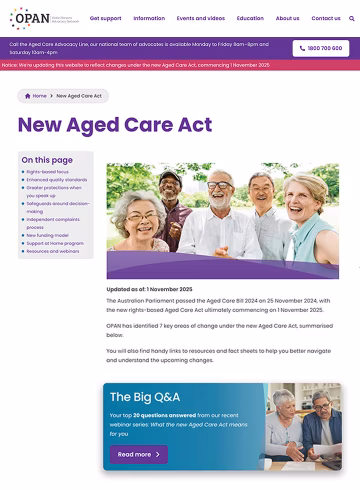 New Aged Care Act