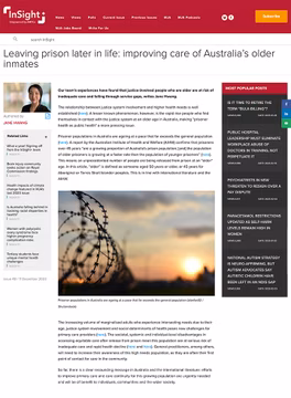 Leaving Prison in later life: improving care of Australia's older inmates