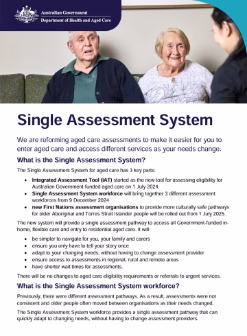 Single Assessment Fact sheet for older people