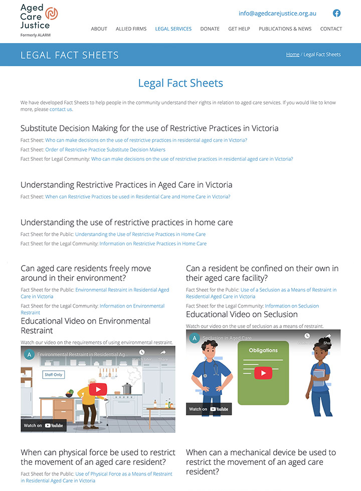 Aged Care Justice Fact Sheets