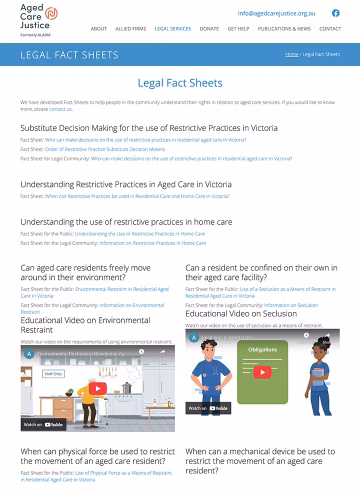Aged Care Justice Fact Sheets