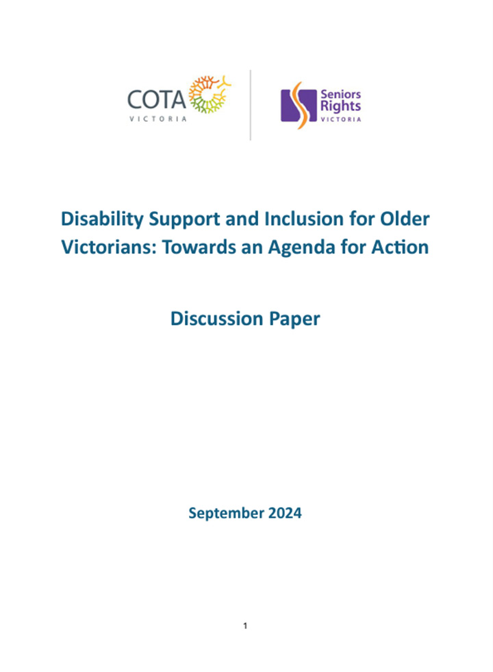 Disability Support and Inclusion for Older Victorians: Towards an Agenda for Action