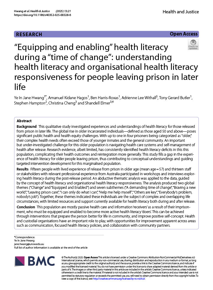 Supporting health literacy of older people leaving prison