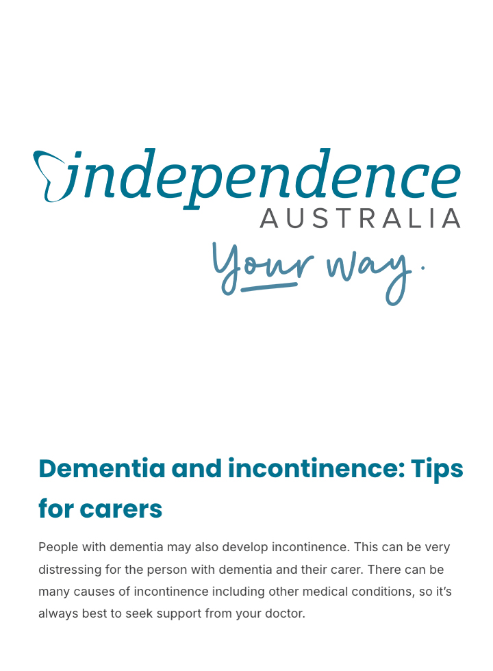 Dementia and Incontinence: tips for carers