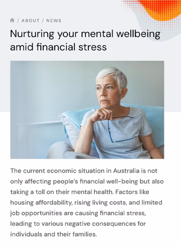 Nurturing your mental wellbeing amid financial stress