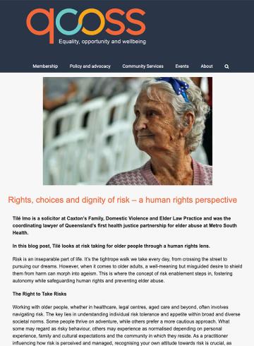Rights, choices, and dignity of risk – a human rights perspective