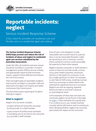Reportable incidents: neglect