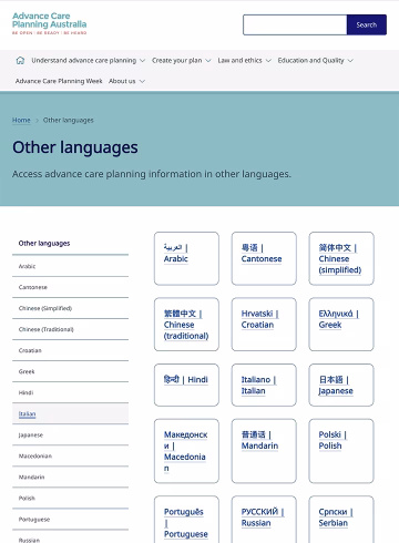 Advance Care Planning resources for culturally and linguistically diverse people