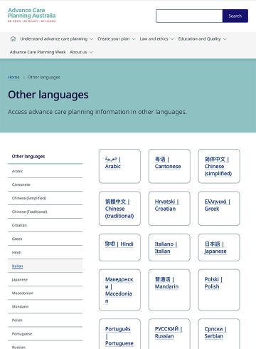 Advance Care Planning resources for culturally and linguistically diverse people