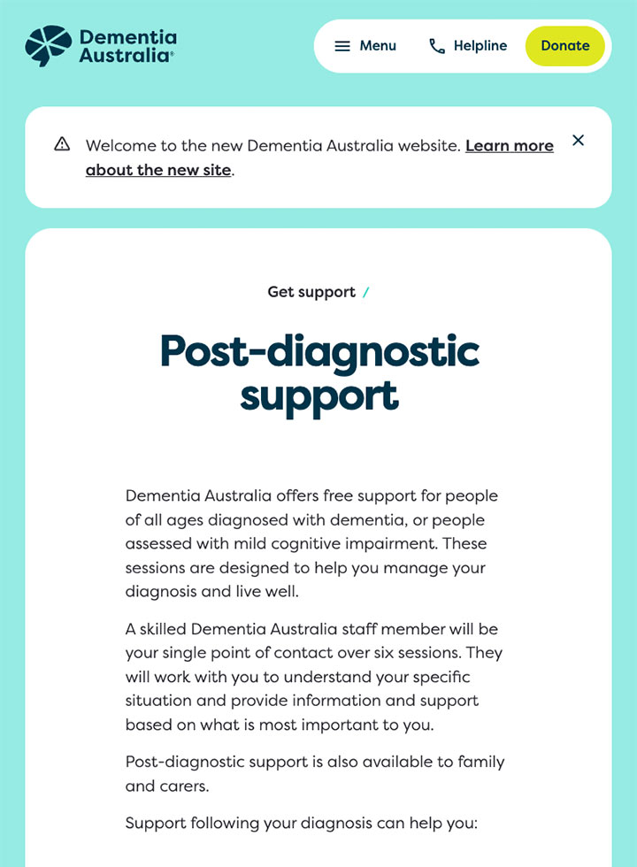 Post-diagnostic support