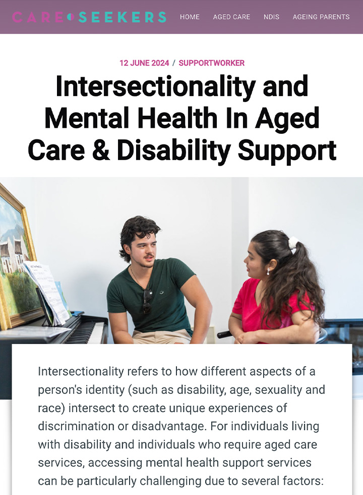 Intersectionality and mental health in aged care & disability support